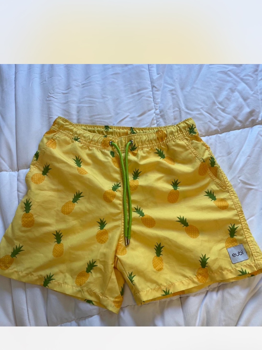 Pineapple Print Yellow Men's Swim Board Shorts